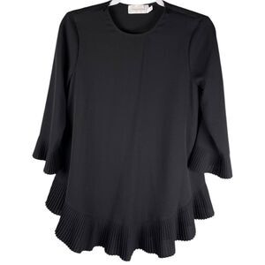 Zimmermann Black Pleated 3/4 Sleeve Crepe Swing Blouse Women’s Size 0/XS